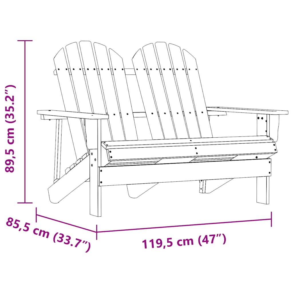 vidaXL Adirondack-Gartenbank 2-Sitzer Massivholz Tanne Grün