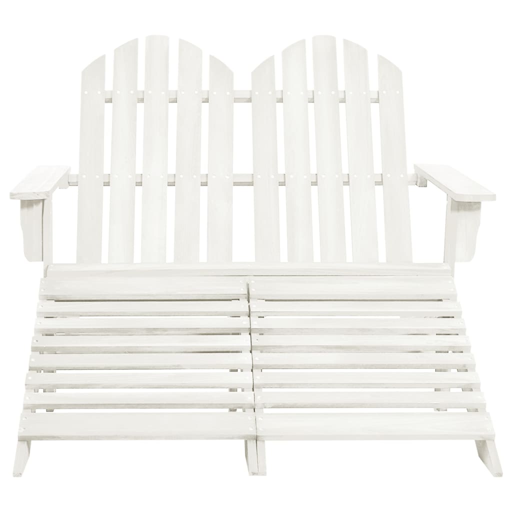vidaXL Adirondack-Gartenbank 2-Sitzer mit Fußteil Tannenholz Weiß