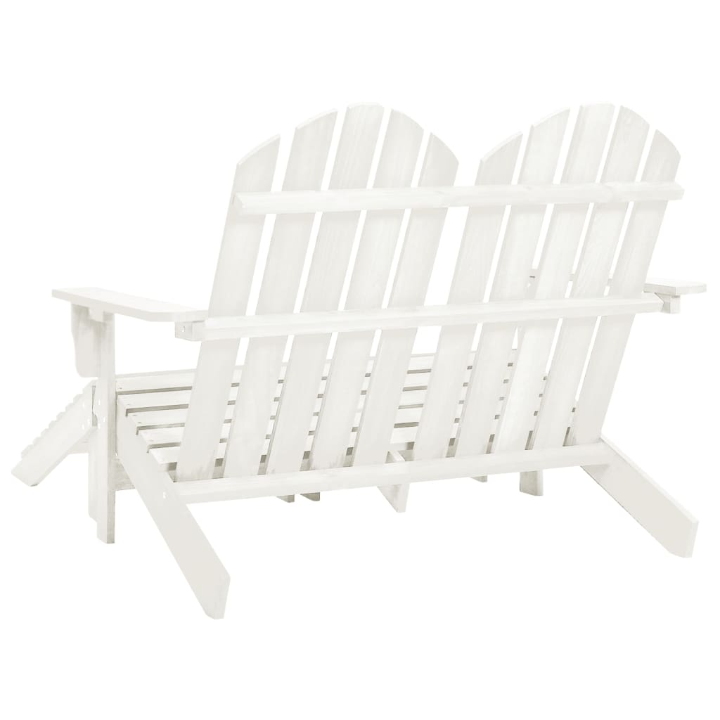 vidaXL Adirondack-Gartenbank 2-Sitzer mit Fußteil Tannenholz Weiß