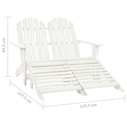 vidaXL Adirondack-Gartenbank 2-Sitzer mit Fußteil Tannenholz Weiß