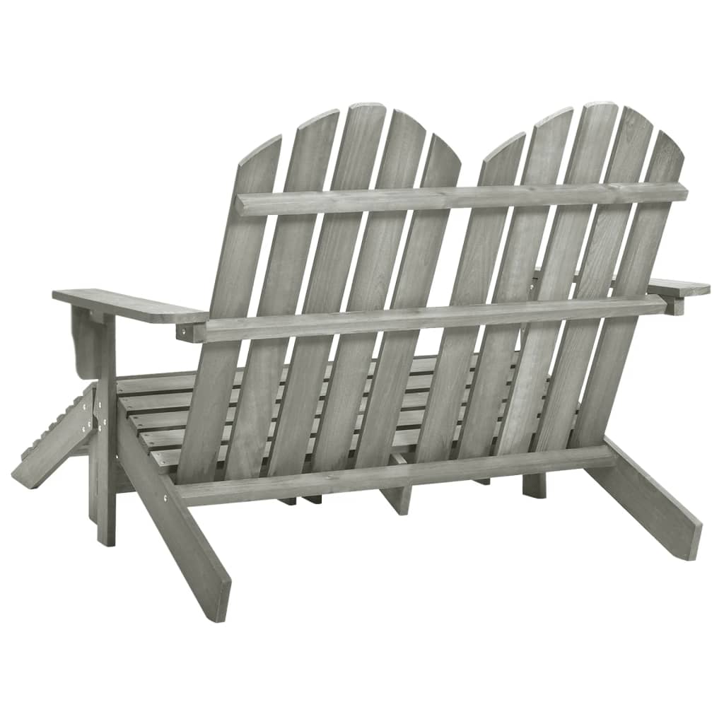 vidaXL Adirondack-Gartenbank 2-Sitzer mit Fußteil Tannenholz Grau
