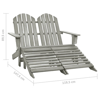 vidaXL Adirondack-Gartenbank 2-Sitzer mit Fußteil Tannenholz Grau