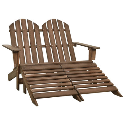 vidaXL Banc de jardin Adirondack 2 places avec repose-pieds Bois de sapin Marron