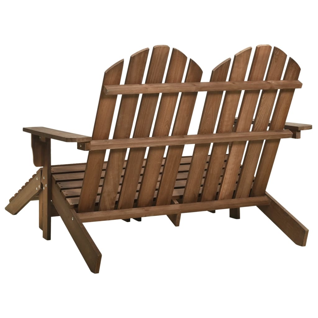 vidaXL Banc de jardin Adirondack 2 places avec repose-pieds Bois de sapin Marron