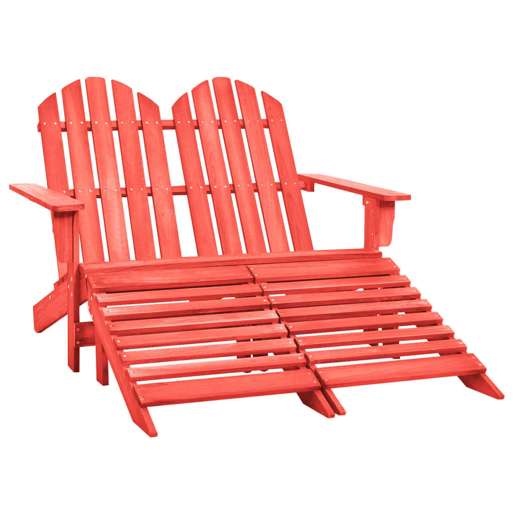 vidaXL Adirondack-Gartenbank 2-Sitzer mit Fußteil Tannenholz Rot