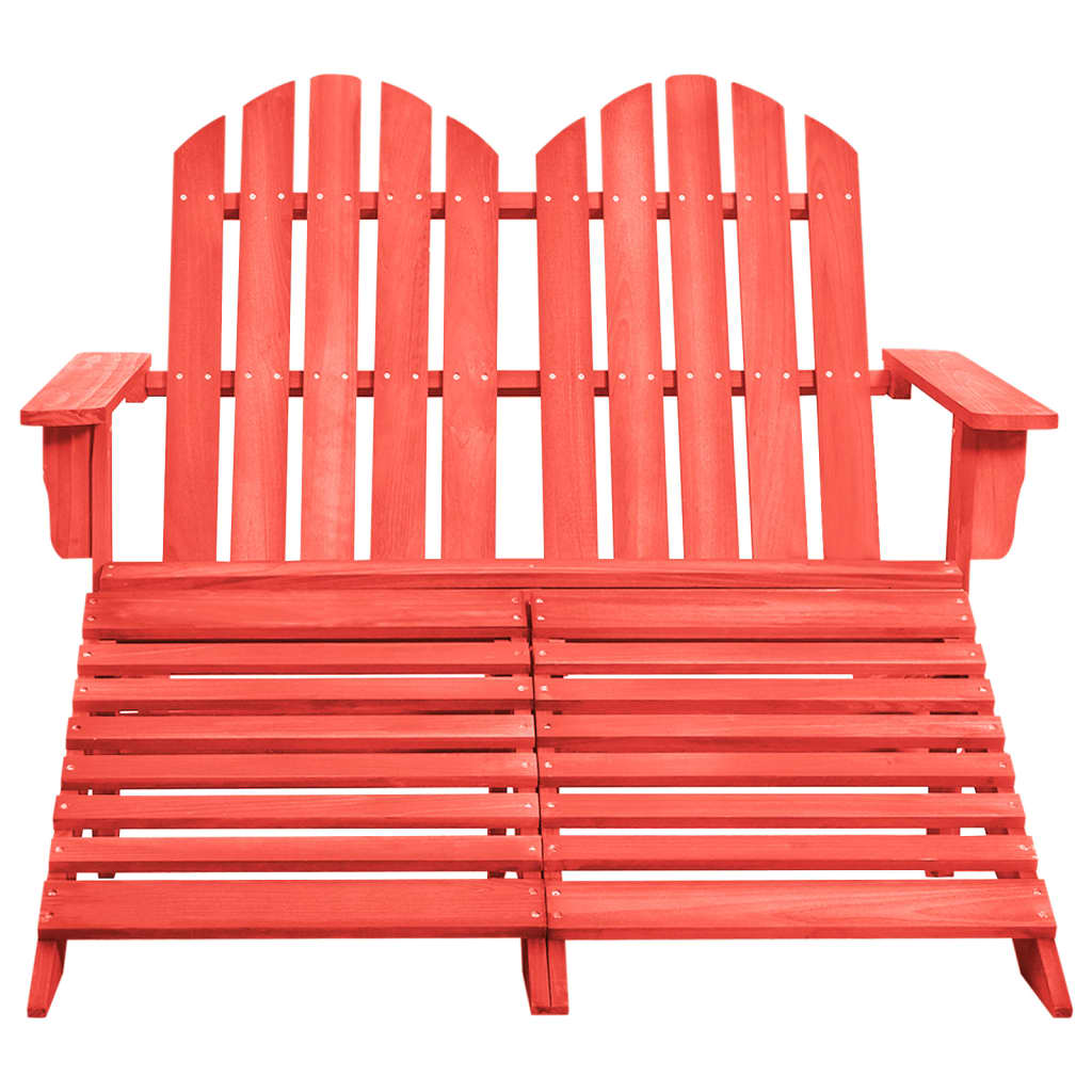 vidaXL Adirondack-Gartenbank 2-Sitzer mit Fußteil Tannenholz Rot