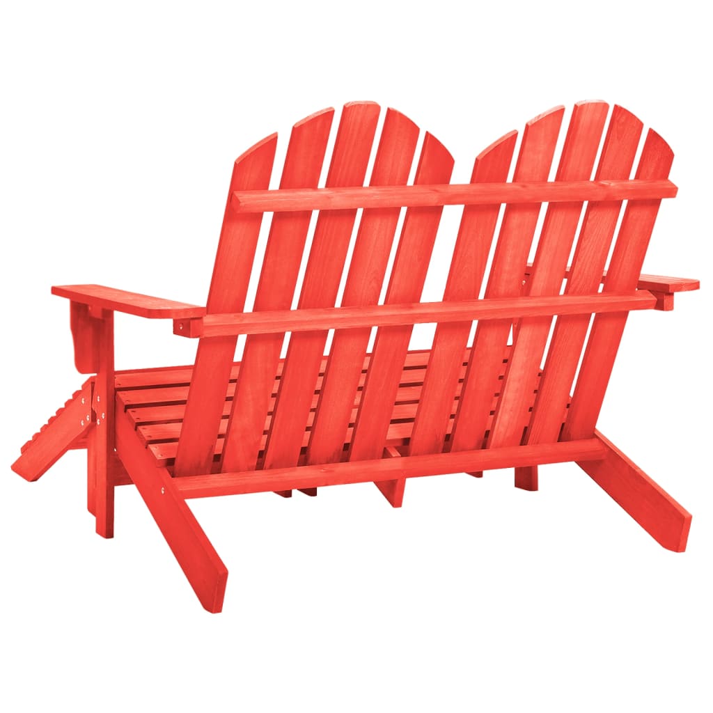 vidaXL Adirondack-Gartenbank 2-Sitzer mit Fußteil Tannenholz Rot