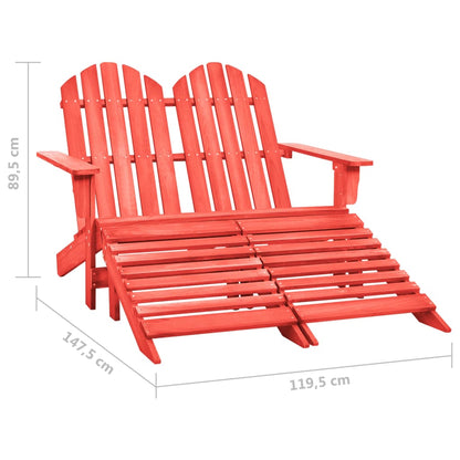 vidaXL Adirondack-Gartenbank 2-Sitzer mit Fußteil Tannenholz Rot