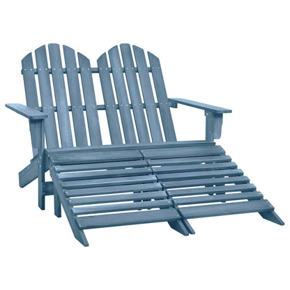 vidaXL Banc de jardin Adirondack 2 places avec repose-pieds Bois de sapin Bleu