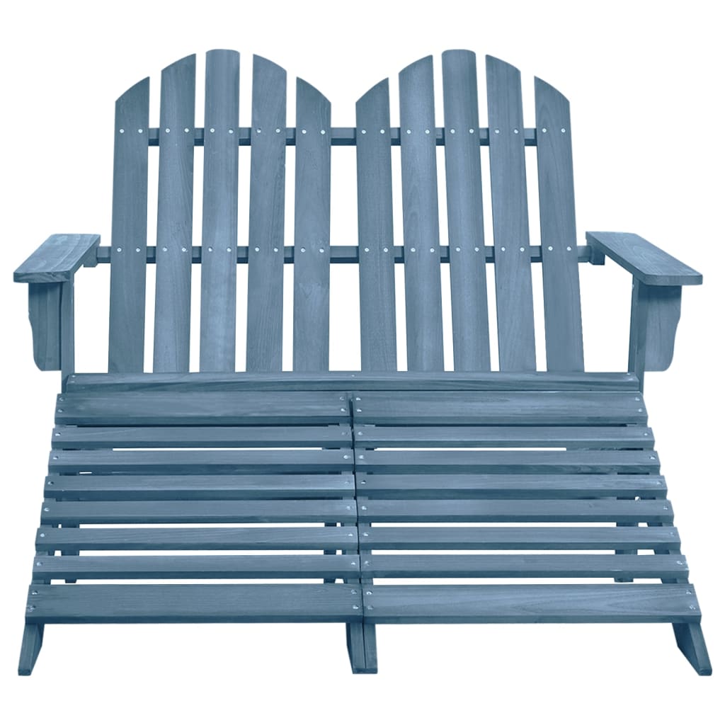 vidaXL Banc de jardin Adirondack 2 places avec repose-pieds Bois de sapin Bleu