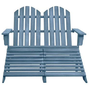 vidaXL Adirondack-Gartenbank 2-Sitzer mit Fußteil Tannenholz Blau