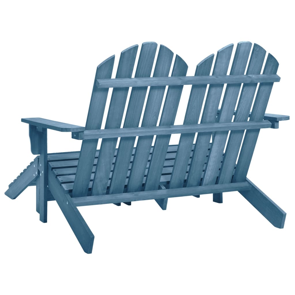 vidaXL Banc de jardin Adirondack 2 places avec repose-pieds Bois de sapin Bleu