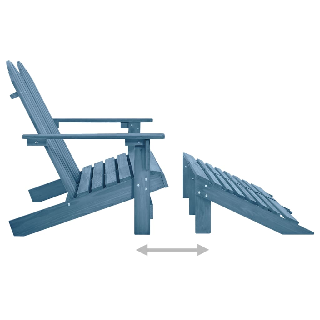 vidaXL Banc de jardin Adirondack 2 places avec repose-pieds Bois de sapin Bleu