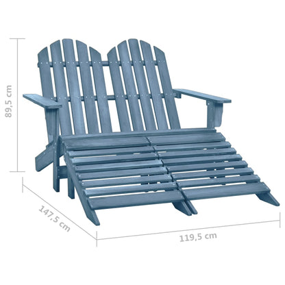 vidaXL Banc de jardin Adirondack 2 places avec repose-pieds Bois de sapin Bleu