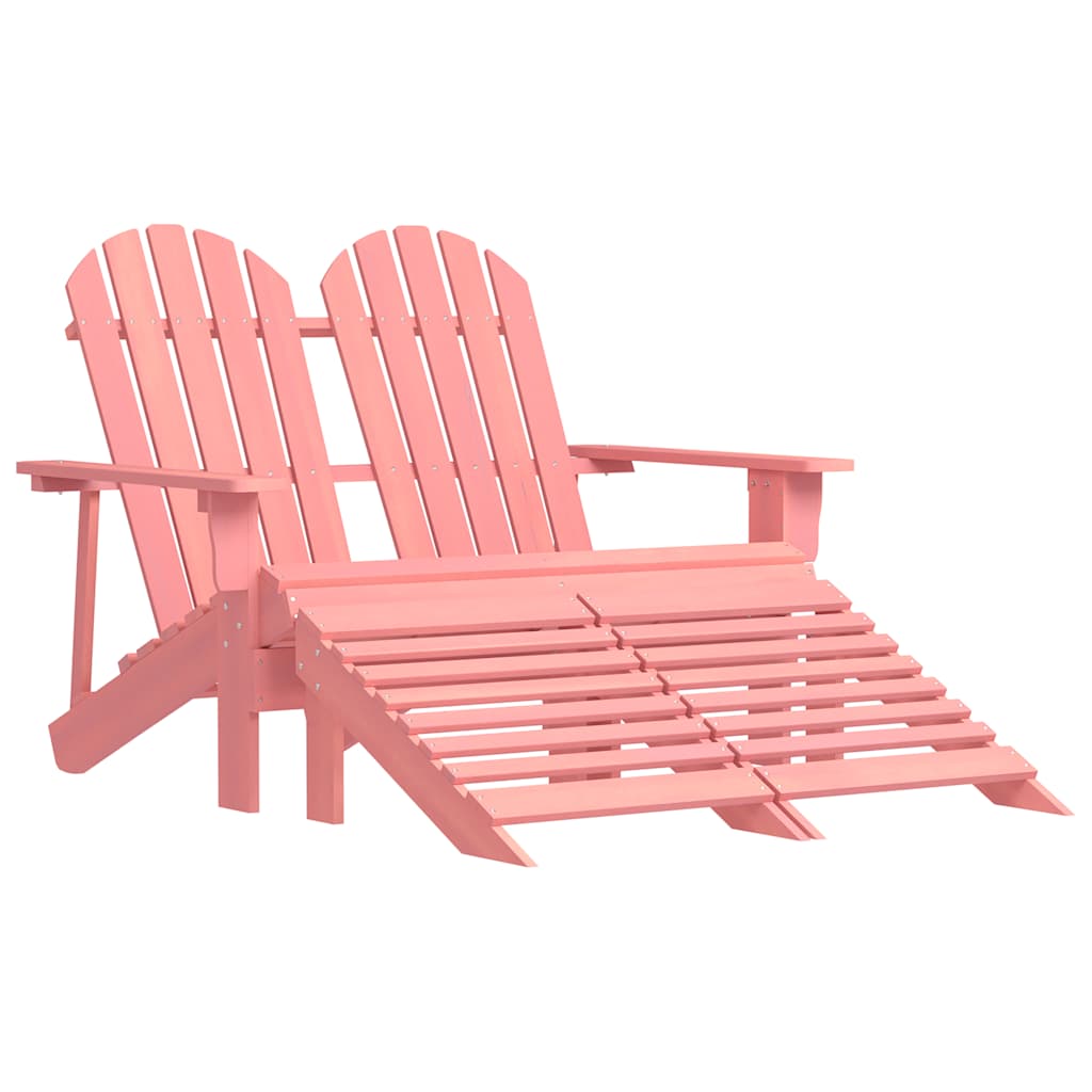 vidaXL Banc de jardin Adirondack 2 places avec repose-pieds Bois de sapin Rose