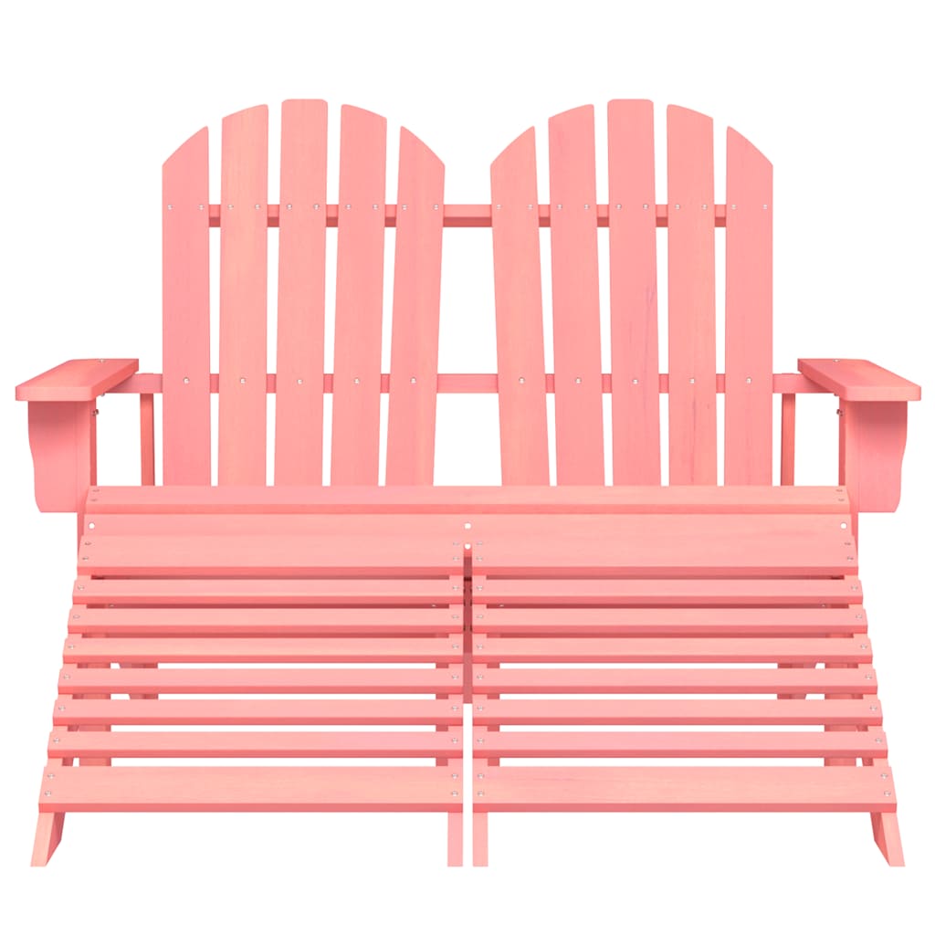 vidaXL Banc de jardin Adirondack 2 places avec repose-pieds Bois de sapin Rose