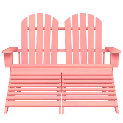 vidaXL Banc de jardin Adirondack 2 places avec repose-pieds Bois de sapin Rose
