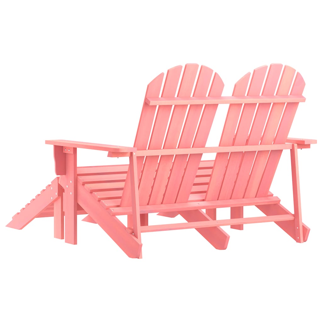 vidaXL Banc de jardin Adirondack 2 places avec repose-pieds Bois de sapin Rose