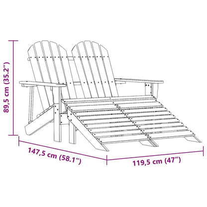 vidaXL Banc de jardin Adirondack 2 places avec repose-pieds Bois de sapin Rose