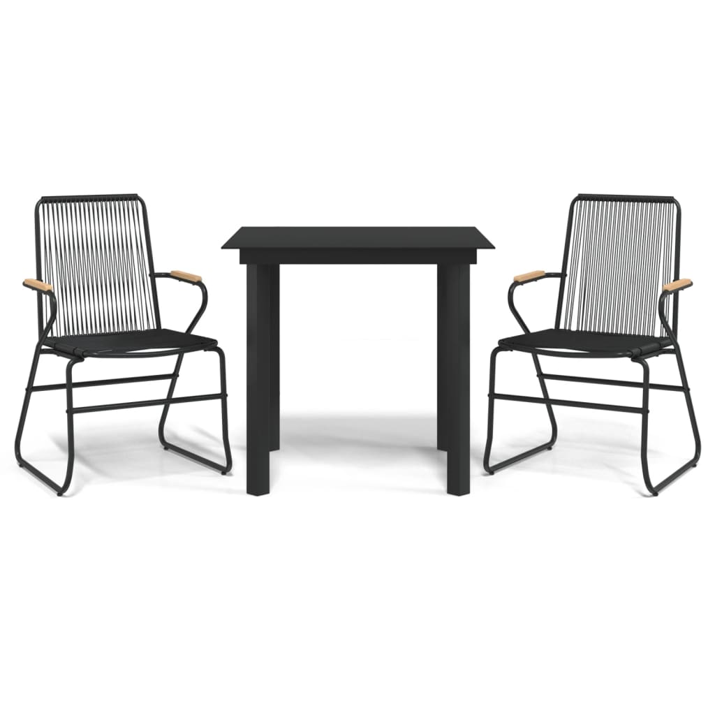 vidaXL 3-tlg. Garten-Essgruppe Schwarz PVC Rattan