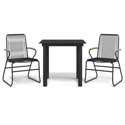 vidaXL 3-tlg. Garten-Essgruppe Schwarz PVC Rattan