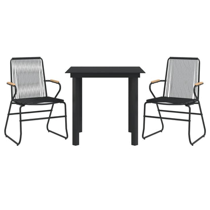 vidaXL 3-tlg. Garten-Essgruppe Schwarz PVC Rattan