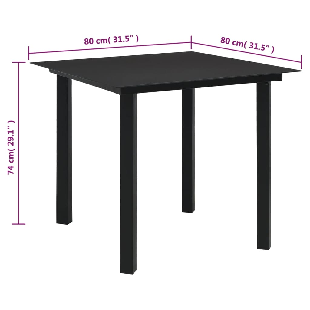 vidaXL 3-tlg. Garten-Essgruppe Schwarz PVC Rattan