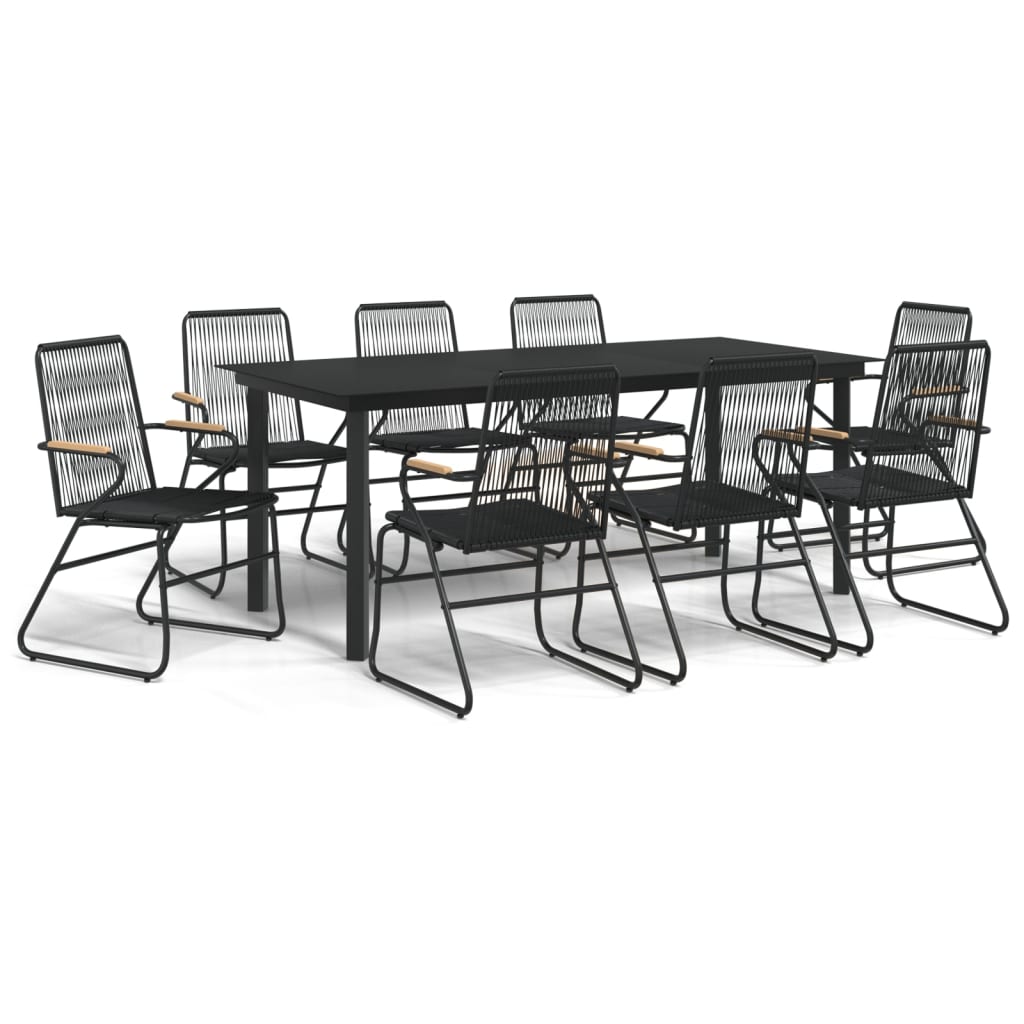 vidaXL Ensemble de salle à manger de jardin 9 pcs Résine tressée Noir