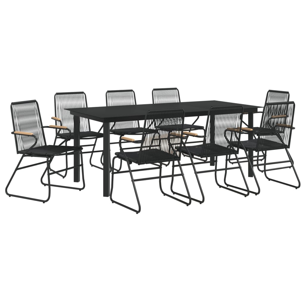 vidaXL Ensemble de salle à manger de jardin 9 pcs Résine tressée Noir