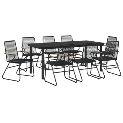 vidaXL Ensemble de salle à manger de jardin 9 pcs Résine tressée Noir