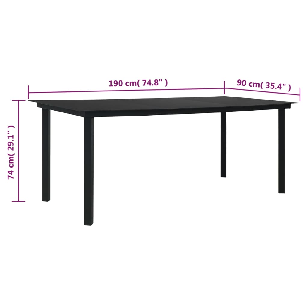 vidaXL Ensemble de salle à manger de jardin 9 pcs Résine tressée Noir