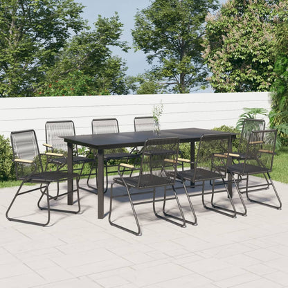 vidaXL Ensemble de salle à manger de jardin 9 pcs Résine tressée Noir