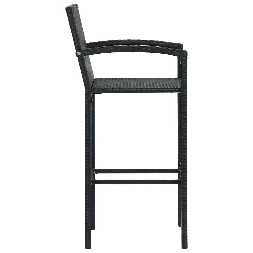 vidaXL 5-tlg. Garten-Bar-Set mit Armlehnen Poly Rattan Schwarz