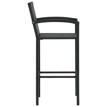 vidaXL 5-tlg. Garten-Bar-Set mit Armlehnen Poly Rattan Schwarz