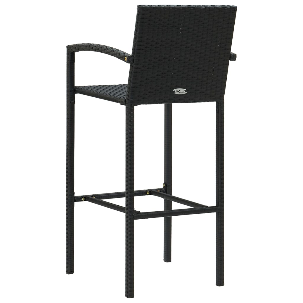 vidaXL 5-tlg. Garten-Bar-Set mit Armlehnen Poly Rattan Schwarz
