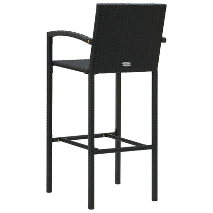 vidaXL 5-tlg. Garten-Bar-Set mit Armlehnen Poly Rattan Schwarz