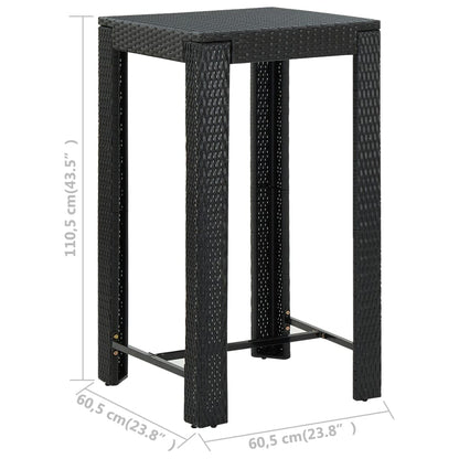 vidaXL 5-tlg. Garten-Bar-Set mit Armlehnen Poly Rattan Schwarz
