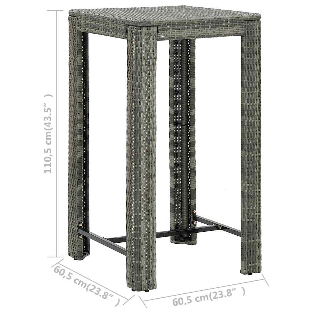 vidaXL Ensemble de bar de jardin 5 pcs avec accoudoirs Résine tressée Gris