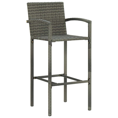 vidaXL Ensemble de bar de jardin 5 pcs avec accoudoirs Résine tressée Gris