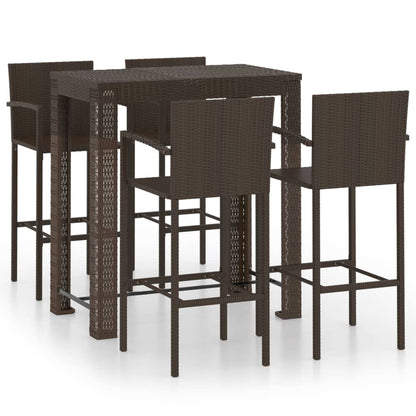 vidaXL Ensemble de bar de jardin 5 pièces avec accoudoirs Résine tressée Marron