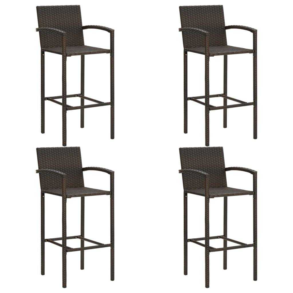 vidaXL Ensemble de bar de jardin 5 pièces avec accoudoirs Résine tressée Marron