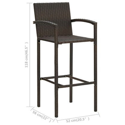 vidaXL Ensemble de bar de jardin 5 pièces avec accoudoirs Résine tressée Marron