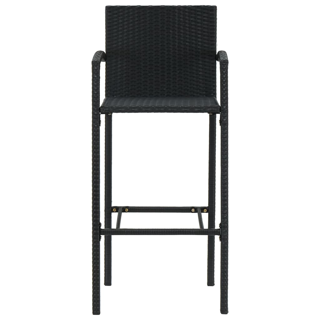 vidaXL 5-tlg. Garten-Bar-Set mit Armlehnen Poly Rattan Schwarz