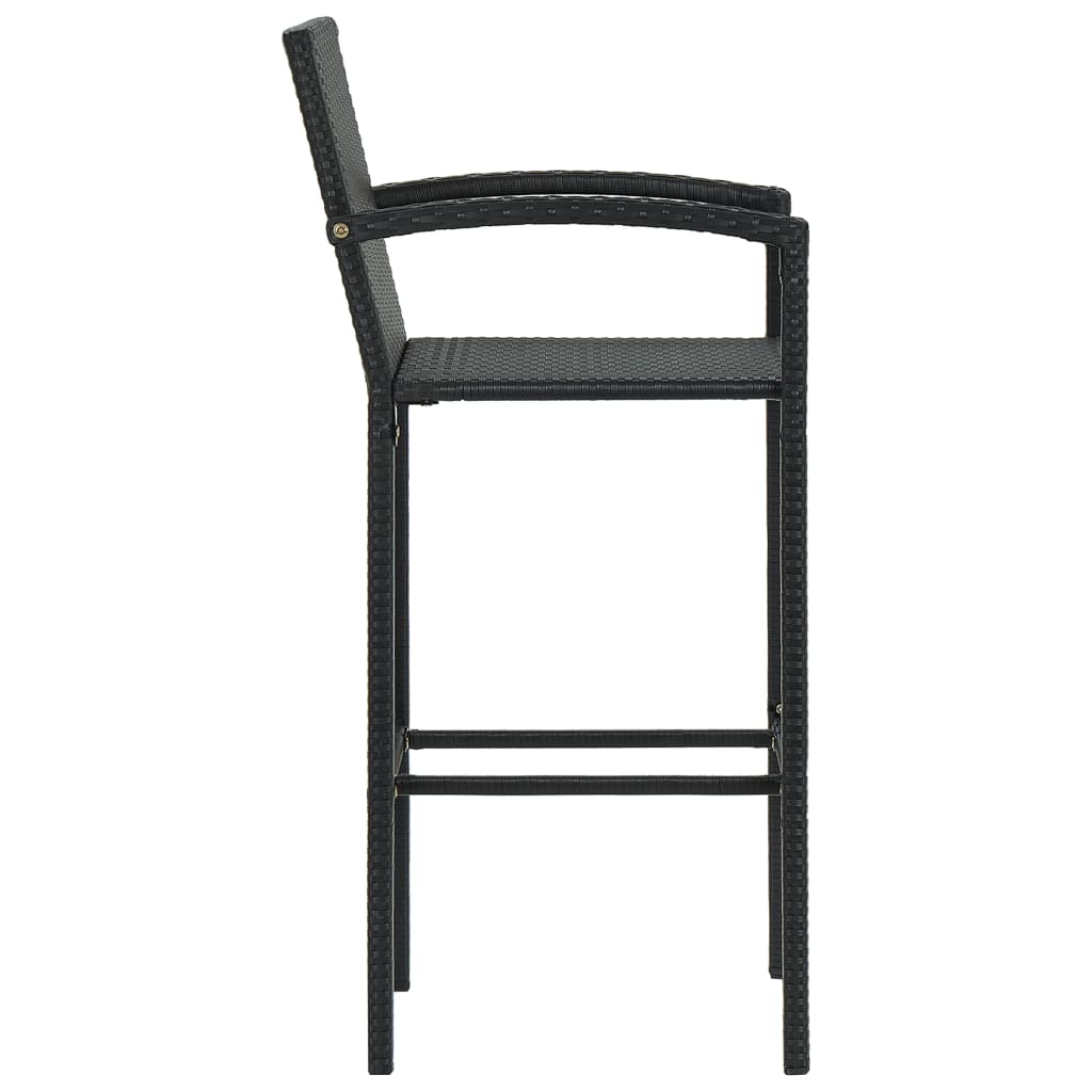 vidaXL 5-tlg. Garten-Bar-Set mit Armlehnen Poly Rattan Schwarz