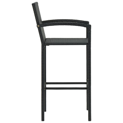 vidaXL 5-tlg. Garten-Bar-Set mit Armlehnen Poly Rattan Schwarz