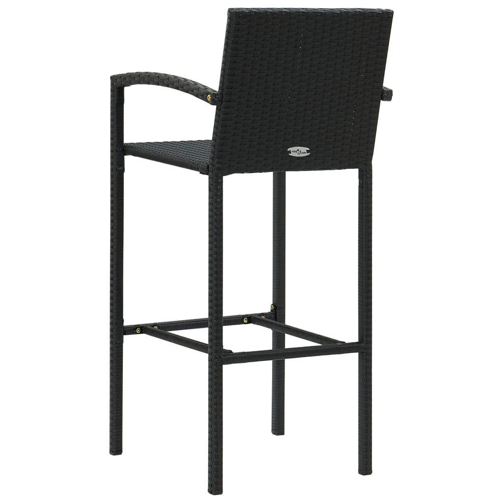 vidaXL 5-tlg. Garten-Bar-Set mit Armlehnen Poly Rattan Schwarz