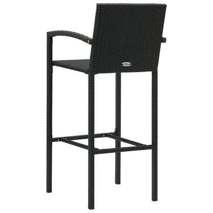 vidaXL 5-tlg. Garten-Bar-Set mit Armlehnen Poly Rattan Schwarz