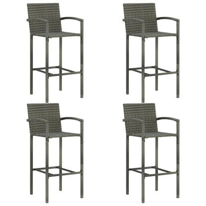 vidaXL 5-tlg. Garten-Bar-Set mit Armlehnen Poly Rattan Grau