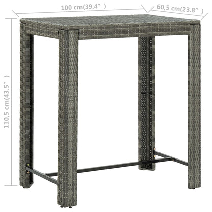 vidaXL 5-tlg. Garten-Bar-Set mit Armlehnen Poly Rattan Grau