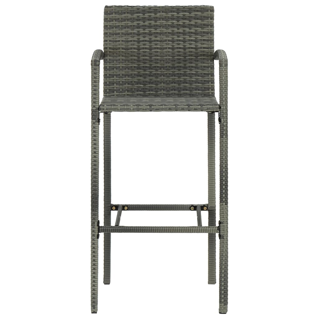 vidaXL 5-tlg. Garten-Bar-Set mit Armlehnen Poly Rattan Grau
